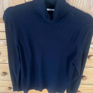 Talbots Navy Blue Light Weight Cotton Turtleneck Sweater Large